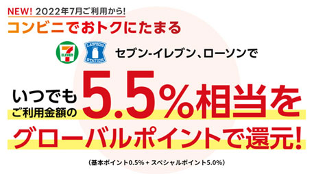 セブンイレブン・ローソンでいつでも5.5％還元